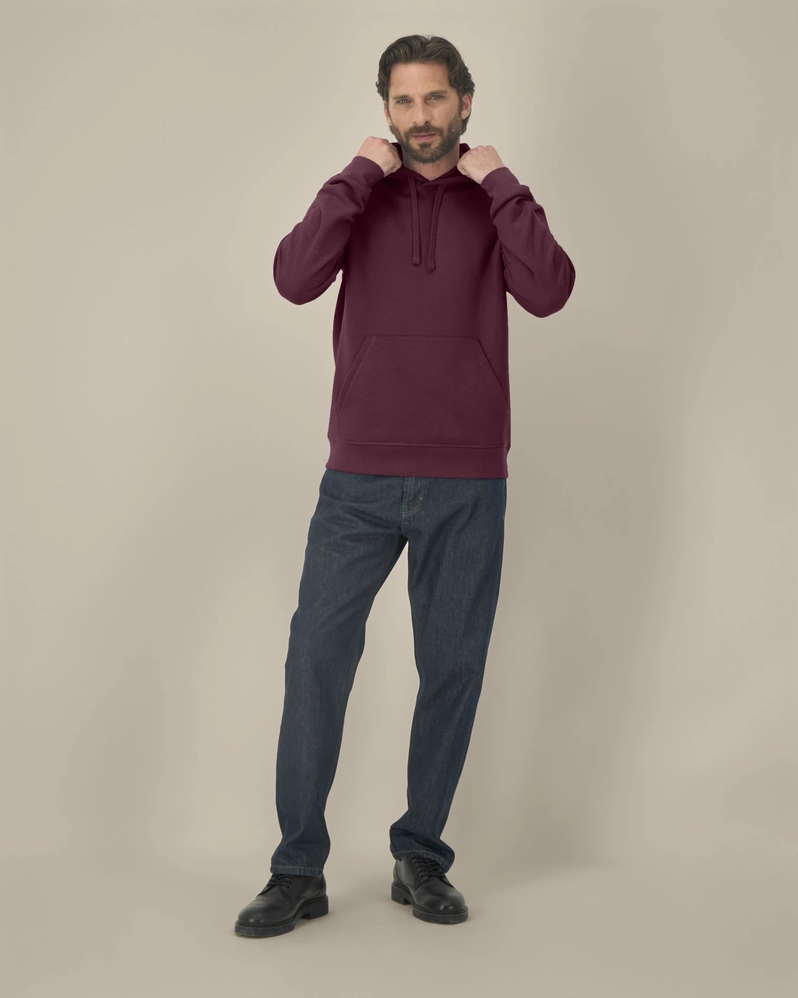 Uniseks hoodie van biologisch katoen Stanley/Stella Drummer te personaliseren - Deep Plum
